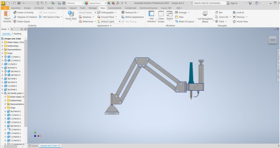 Mechanical design of the mechanical arm for nut insertion - Autodesk Inventor